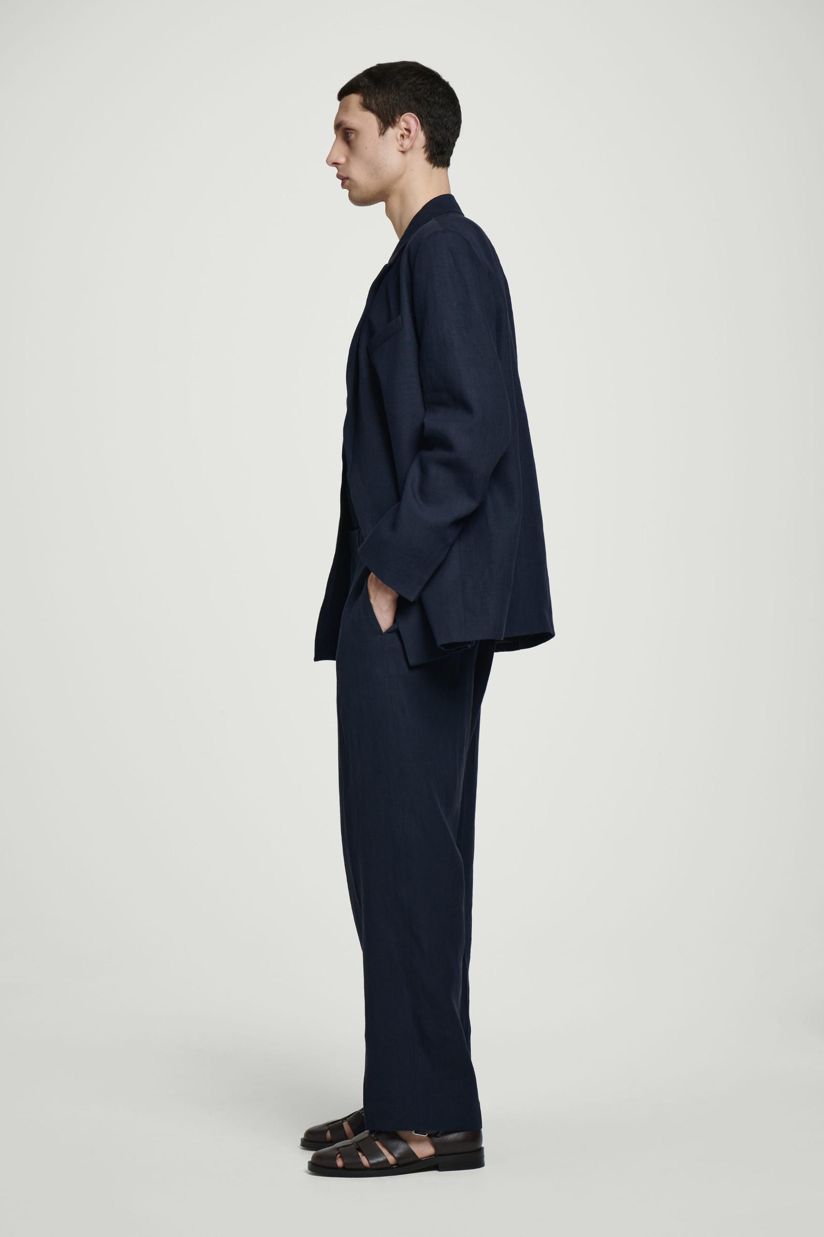 RELAXED LINEN STRAIGHT-LEG PANTS Product Image