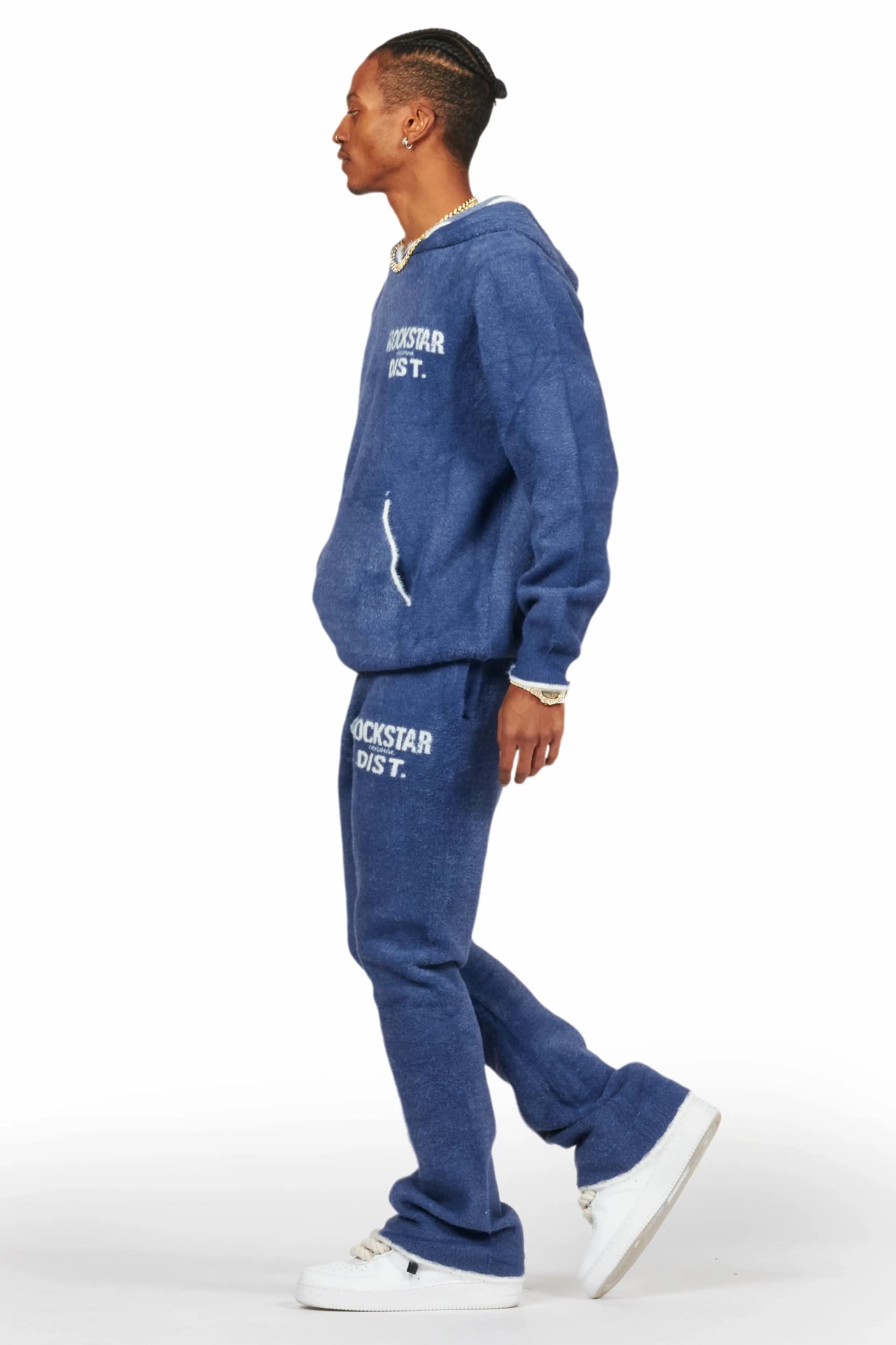 Lake Navy Mohair Knit Track Set Male Product Image