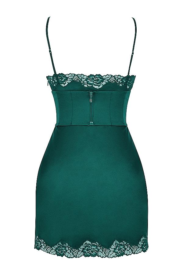 Soraya  forest satin slip dress Product Image