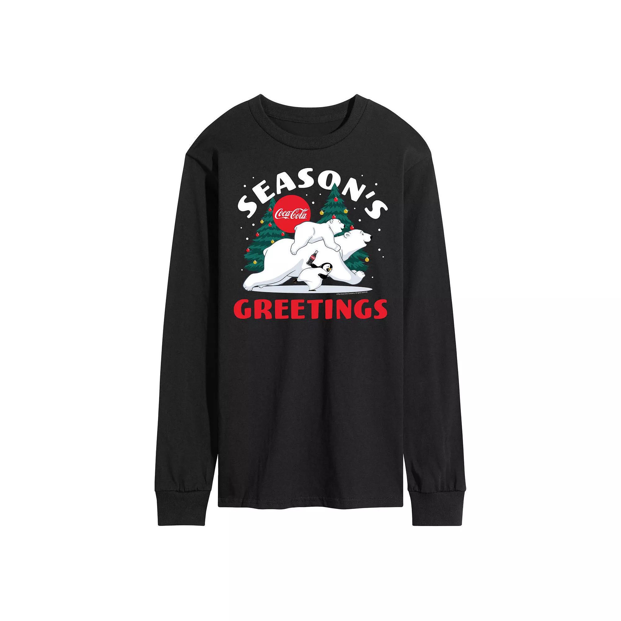 Men's CocaCola Seasons Greetings Long Sleeve Graphic Tee,  Product Image