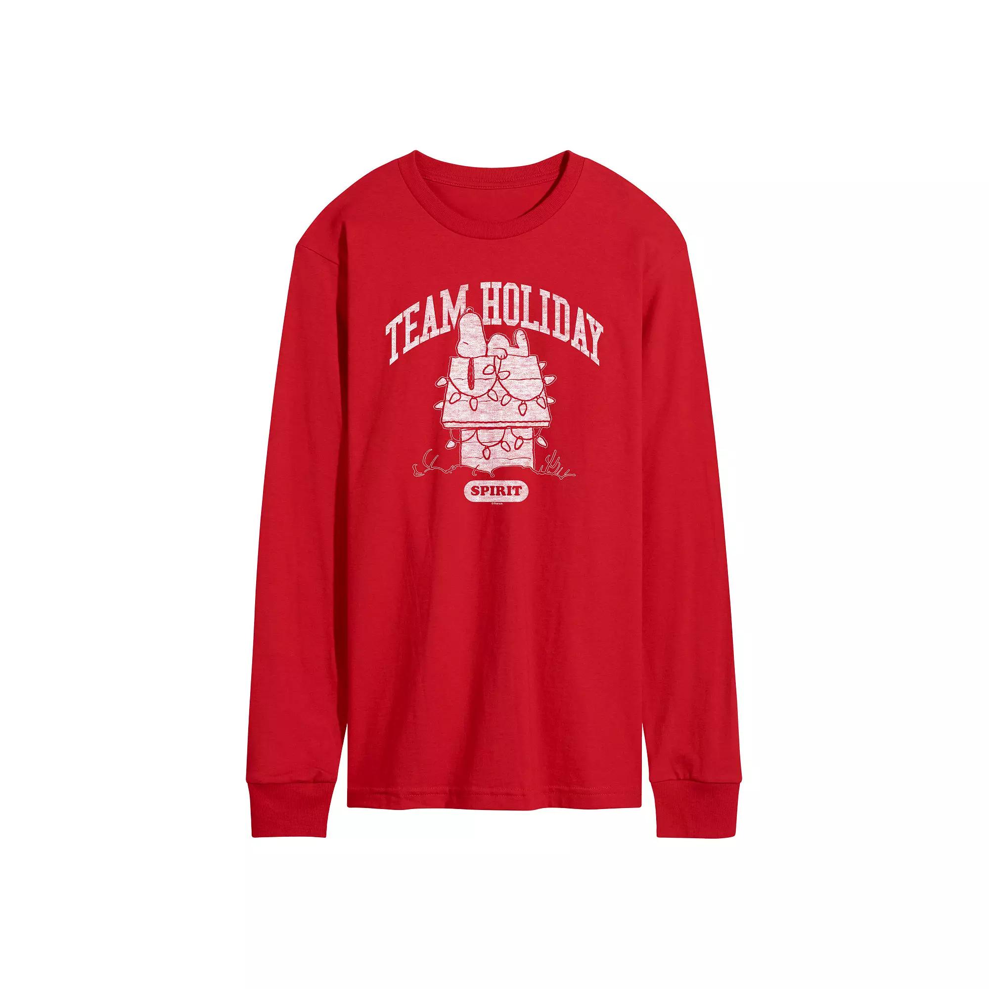Men's Peanuts Team Holiday Spirit Long Sleeve Graphic Tee,  Product Image