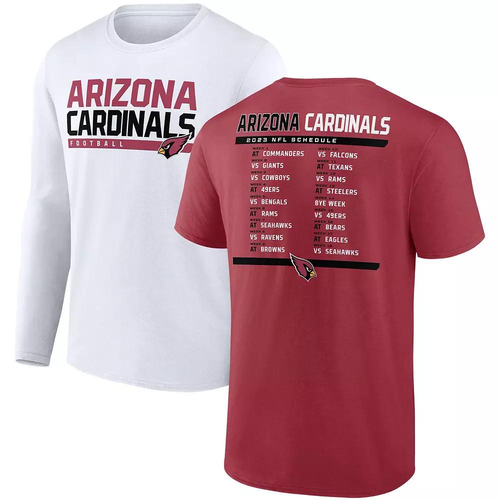 Men's Fanatics Branded Cardinal/White Arizona Cardinals Two-Pack 2023 Schedule T-Shirt Combo Set, Size: 4XL, Red Product Image