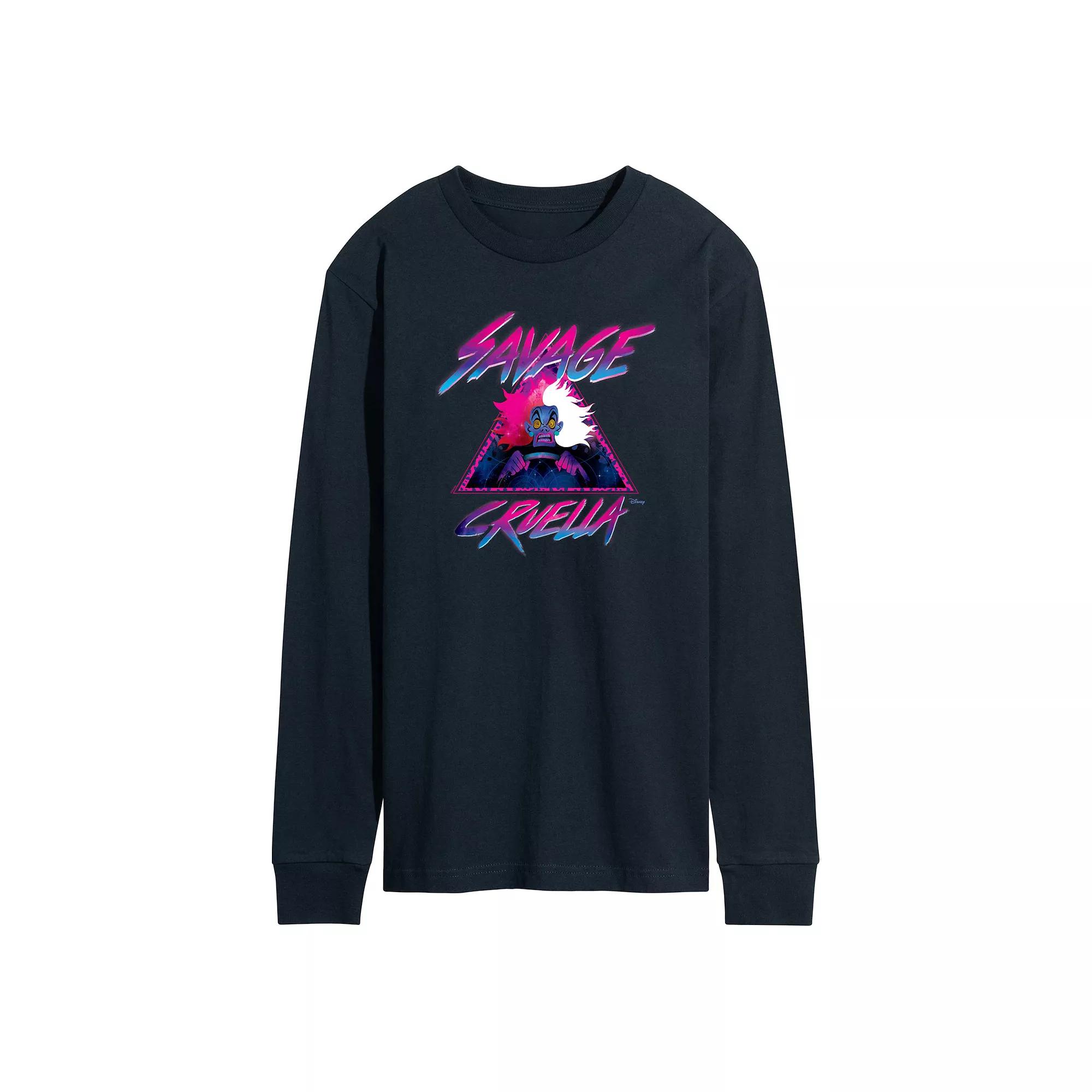 Disney Villains 101 Dalmatians Cruella Deville Men's Savage Long Sleeve Graphic Tee,  Product Image