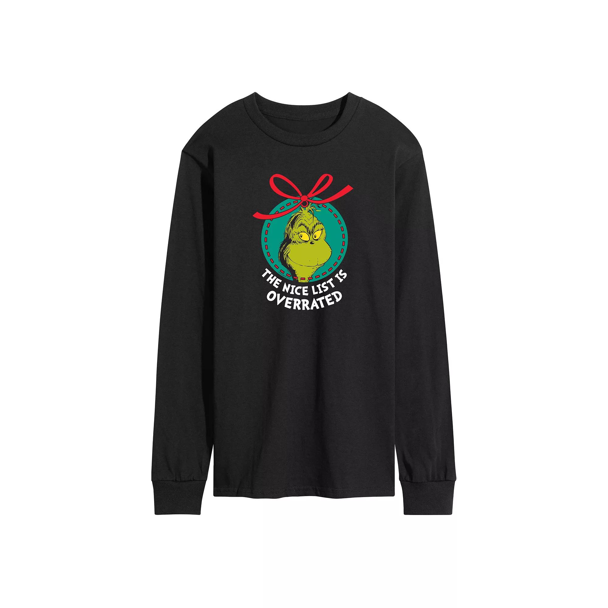 Disney's Mickey Mouse & Pluto Men's Christmas Tree Long Sleeve Graphic Tee,  Product Image