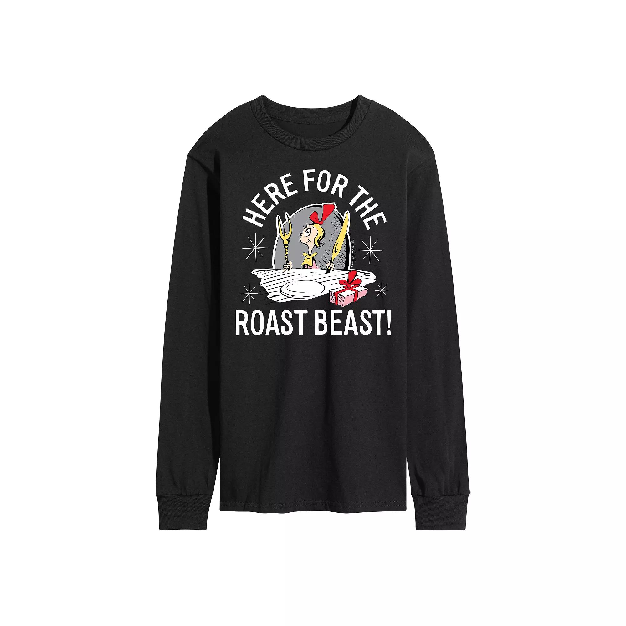 Men's Dr. Seuss Grinch Here For The Roast Beast Long Sleeve Tee,  Product Image