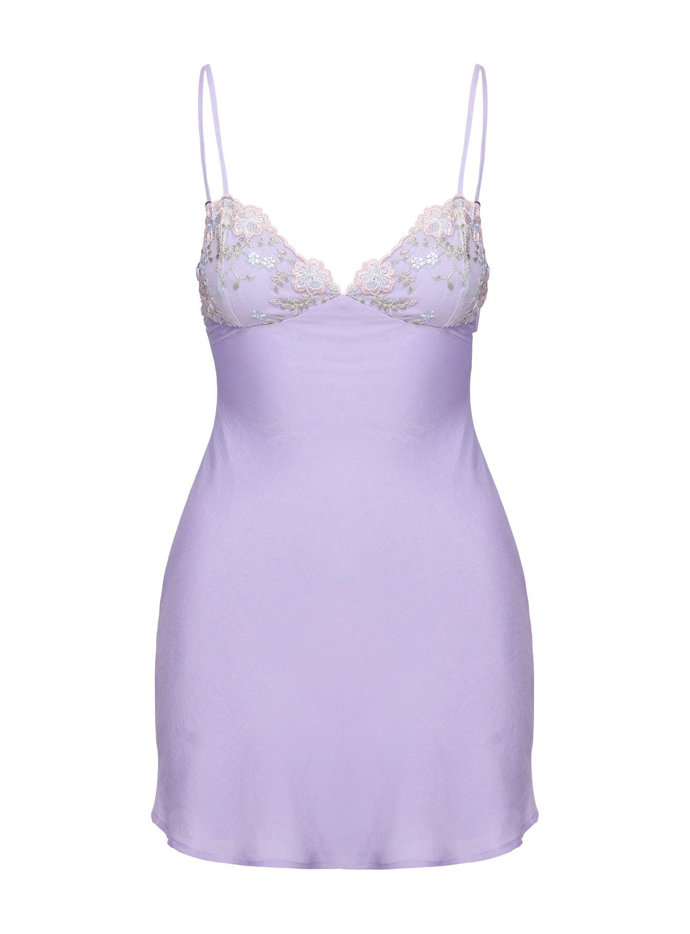 Hintz Satin Mini Dress Lilac Product Image