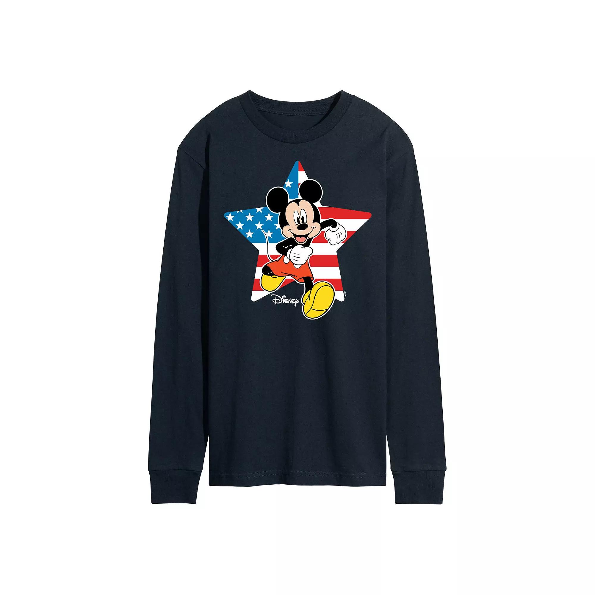 Disney's Mickey Mouse Men's USA Flag Long Sleeve,  Product Image