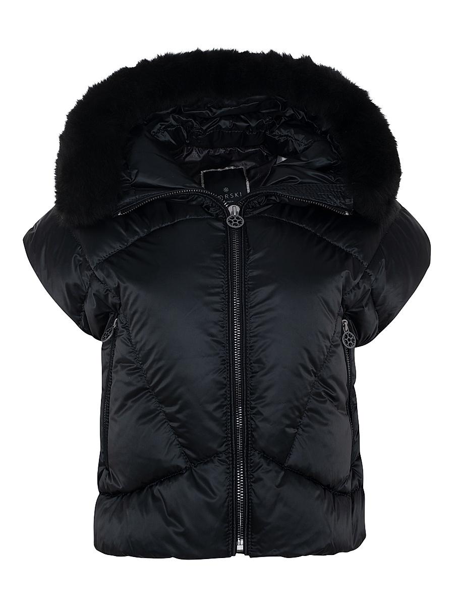 Womens Apres-Ski Vest with Detachable Toscana Shearling Lamb Hood Trim Product Image