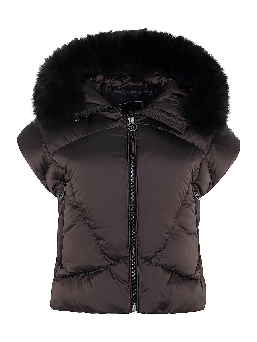 Womens Apres-Ski Vest with Detachable Toscana Shearling Lamb Hood Trim Product Image
