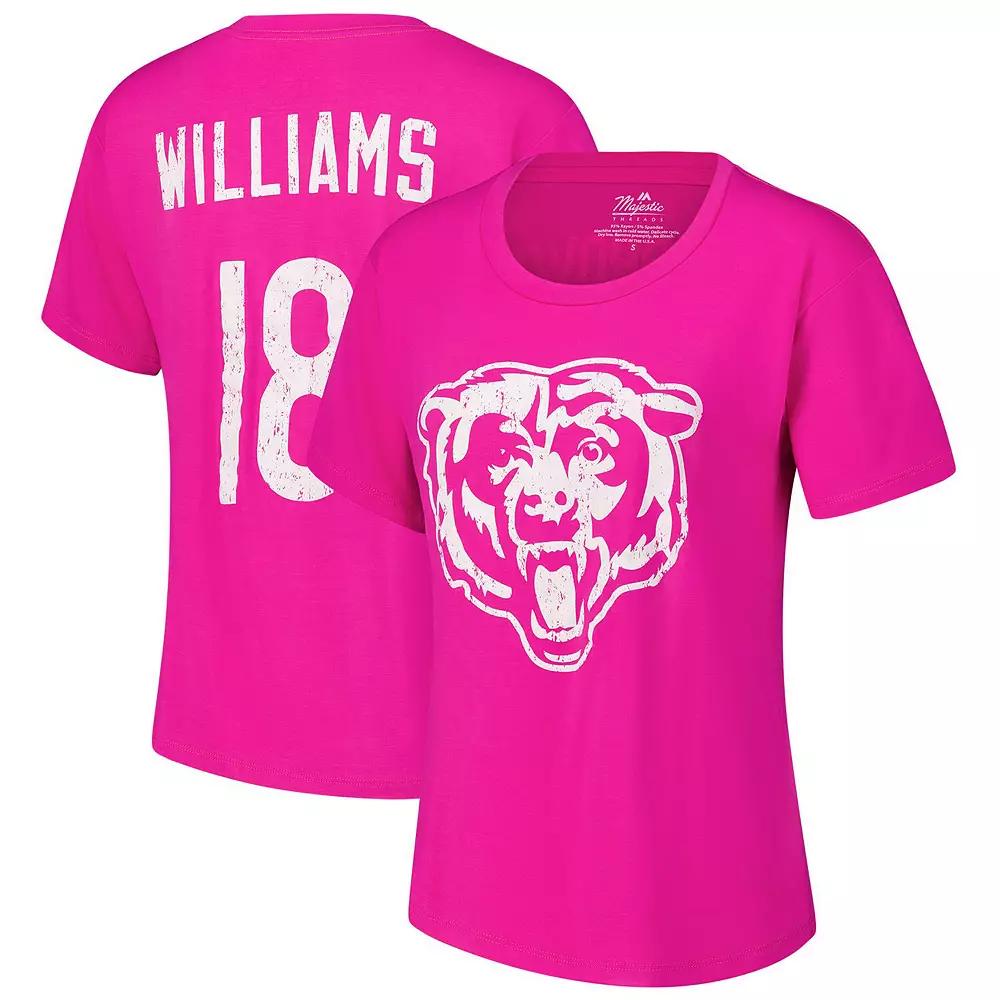 Women's Majestic Threads Caleb Williams Pink Chicago Bears Name & Number T-Shirt,  Product Image