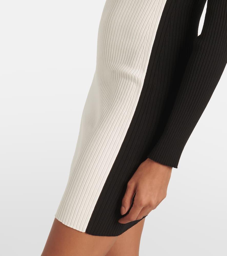 COURRÈGES Contrast-frame Ribbed-knit Mini Dress In Multicolor Product Image
