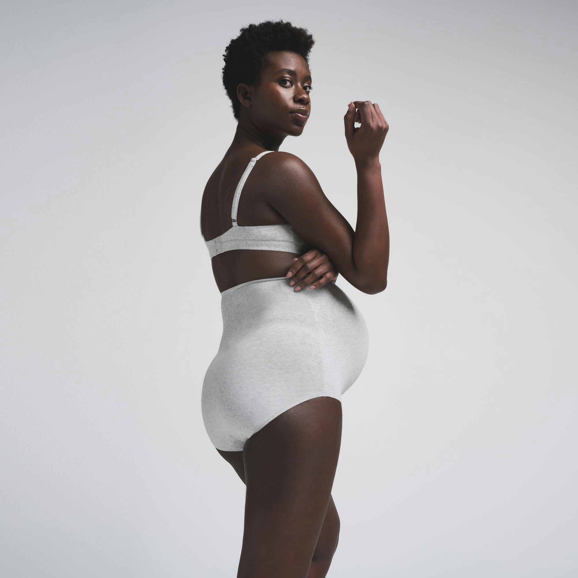 COTTON JERSEY MATERNITY HIGH-WAISTED BRIEF | LIGHT HEATHER GREY Product Image