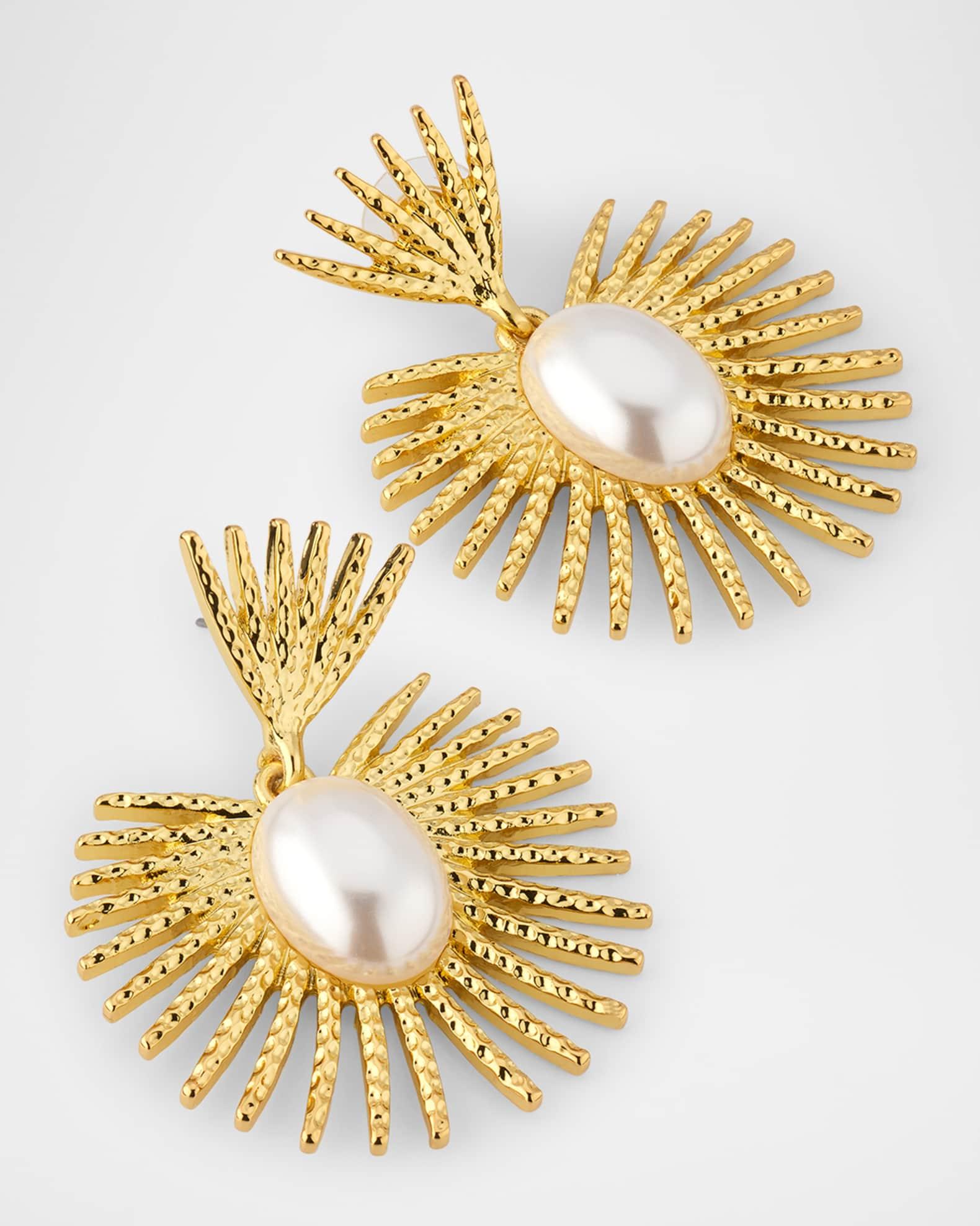 Cabochon Fan Drop Earrings Product Image