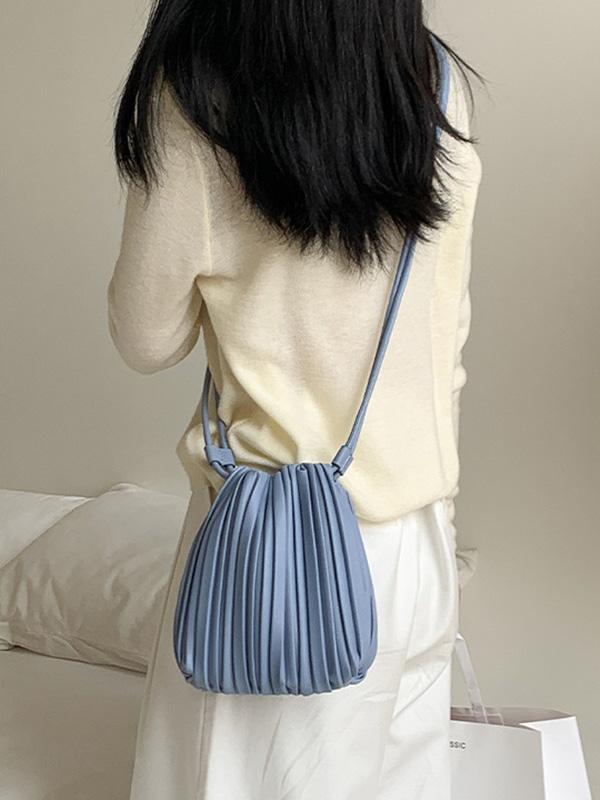 Drawstring Pleated Split-Joint Crossbody Bags Product Image