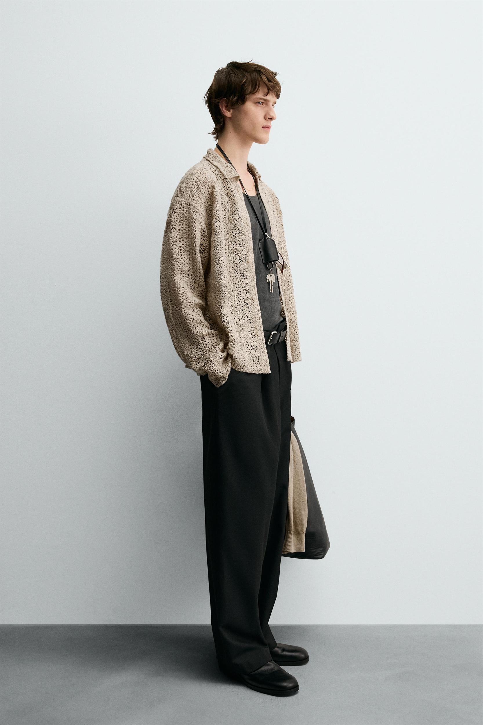 CROCHET TEXTURED OVERSHIRT Product Image