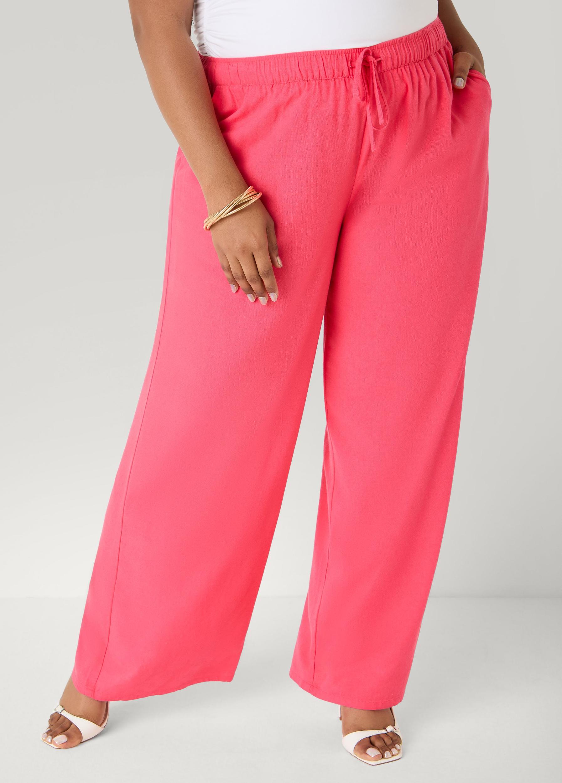 Drawstring Linen Blend Pants Product Image