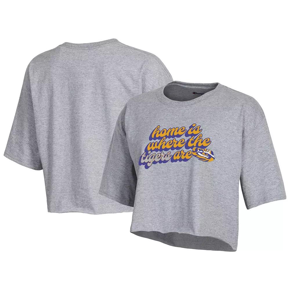 Women's Champion Gray LSU Tigers Boyfriend Cropped T-Shirt, Size: XL, Grey Product Image