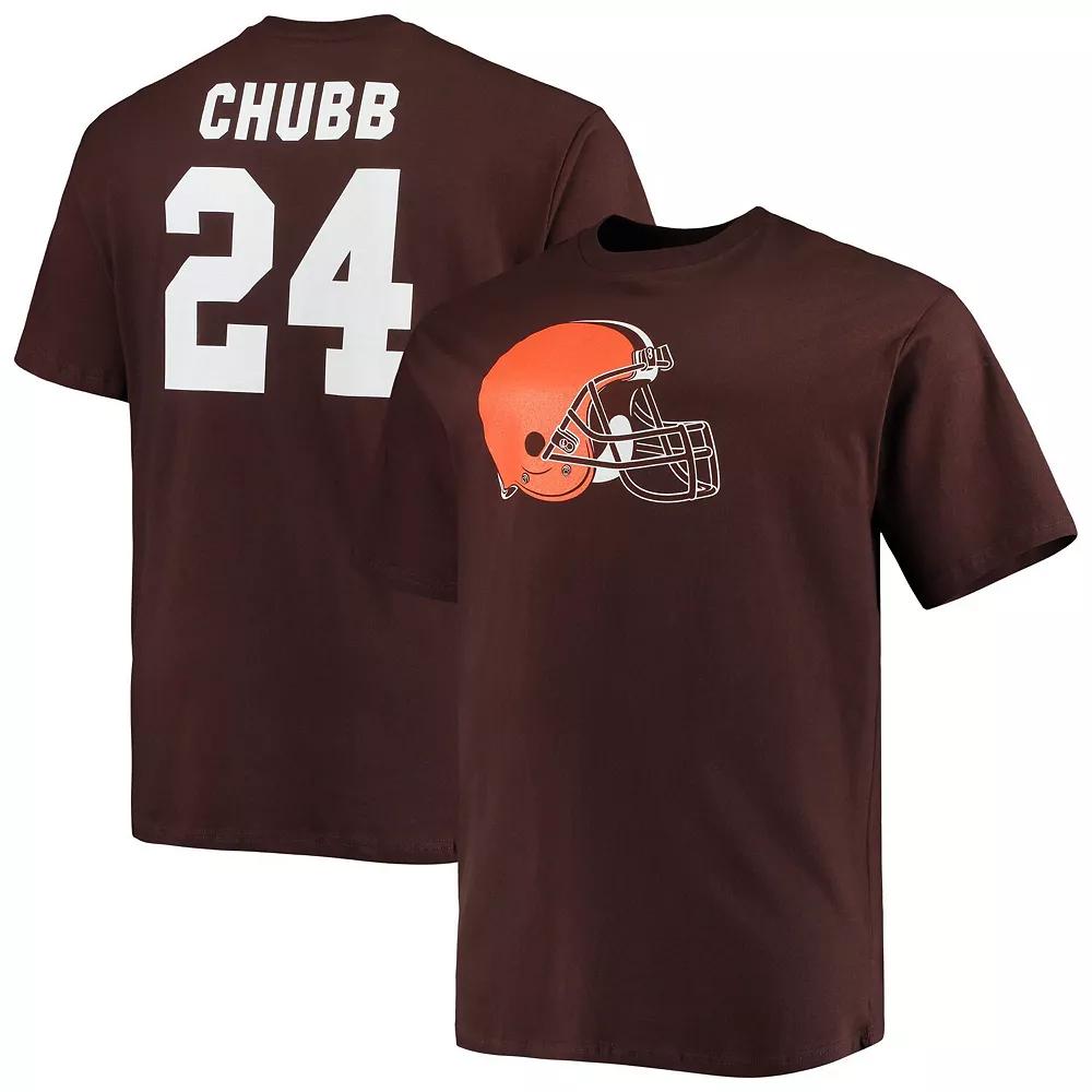 Men's Fanatics Branded Nick Chubb Brown Cleveland Browns Big & Tall Player Name & Number T-Shirt, Size: 4XB Product Image