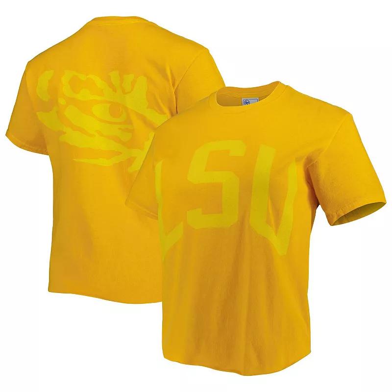 Womens 47 LSU Tigers Vintage Tubular Hyper Bright 2-Hit Cropped T-Shirt Product Image