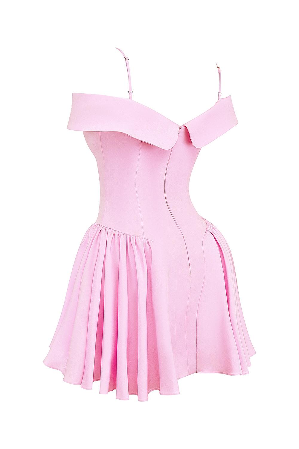 Elida  cotton candy twill off shoulder mini dress Product Image