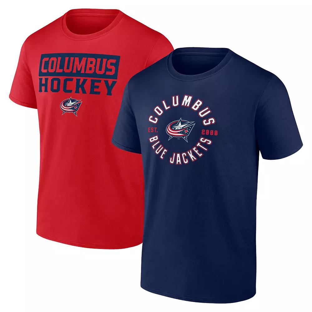 Men's Fanatics Branded Columbus Blue Jackets Serve T-Shirt Combo Pack, Size: Large Product Image