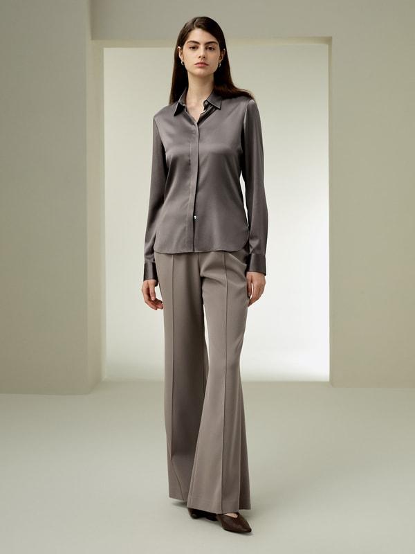 LILYSILK Silk Shirt Women - Black Natural Silk - Gorgeous Hidden Placket Tops XS Product Image