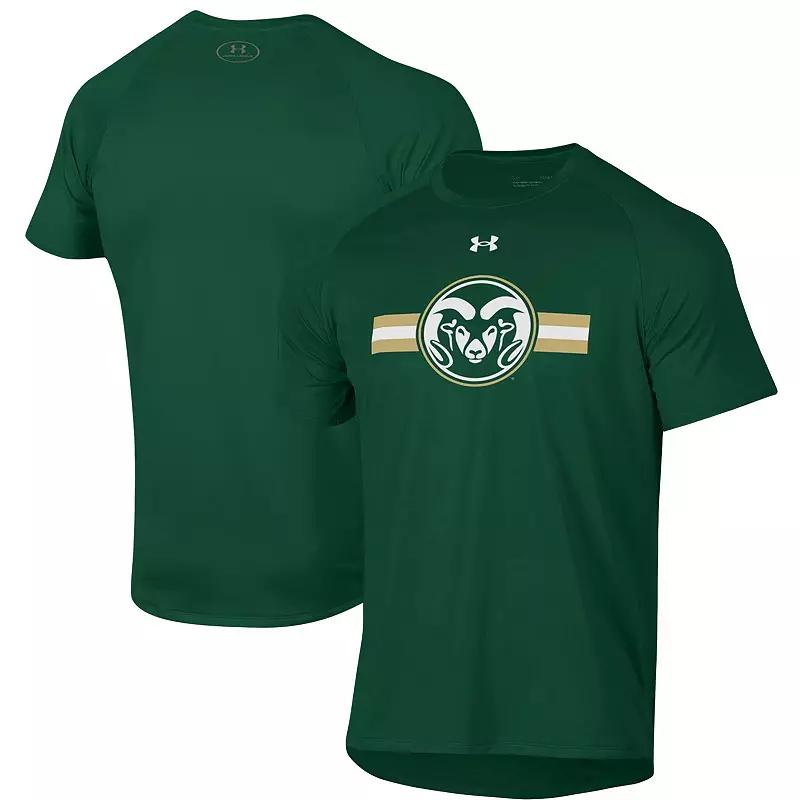 Men's Under Armour Green Colorado State Rams Logo Stripe Performance Raglan T-Shirt, Size: 2XL Product Image