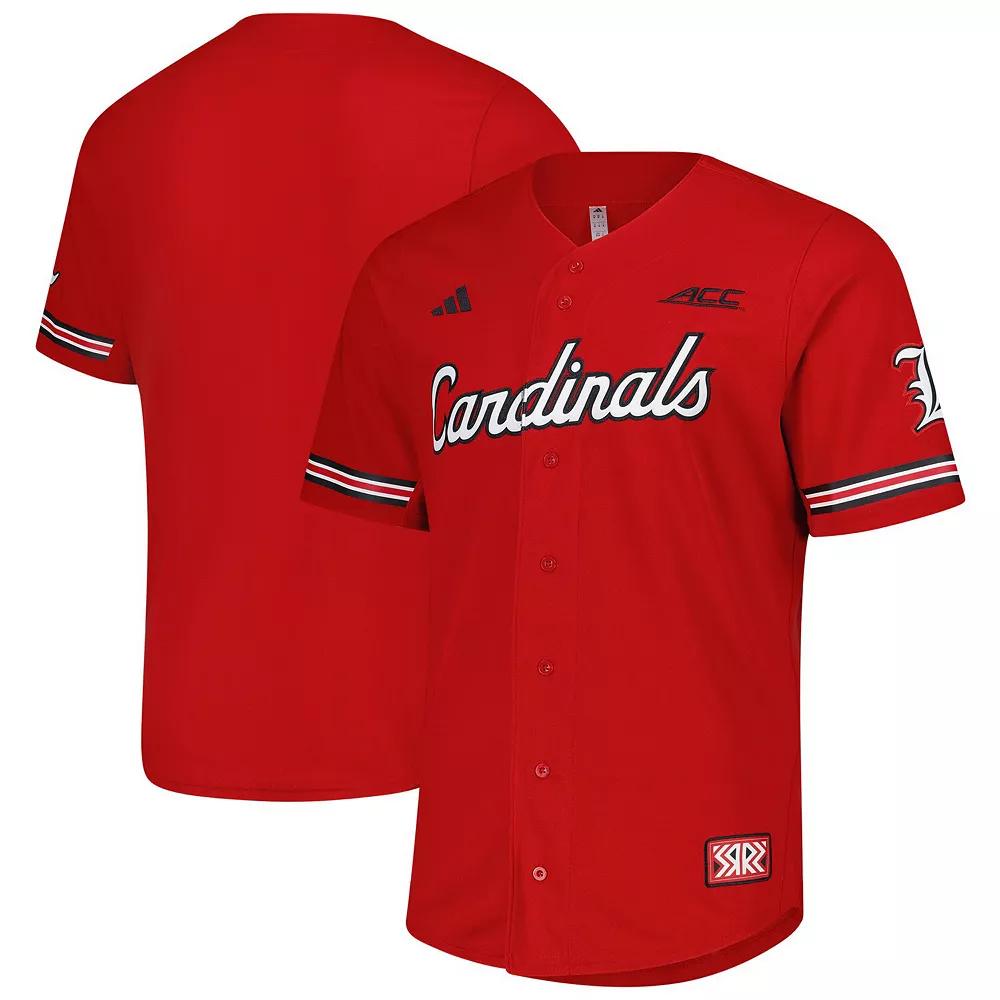 Men's adidas Red Louisville Cardinals Reversible Retro Full-Button Baseball Jersey,  Product Image