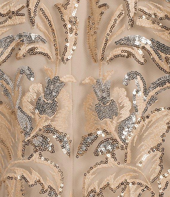 R & M Richards 3/4 Sleeve Scoop Neck Embroidered Sequin Jacket 3-Piece Pant Set Product Image