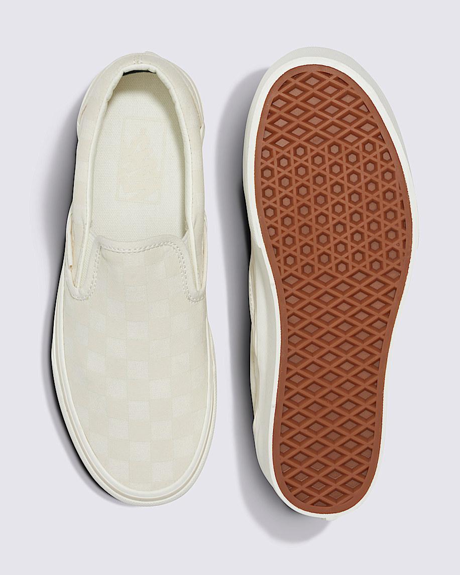 Classic Slip-On Checkerboard Stackform Shoe in Marshmallow / Turtledove Beige| Vans US Product Image