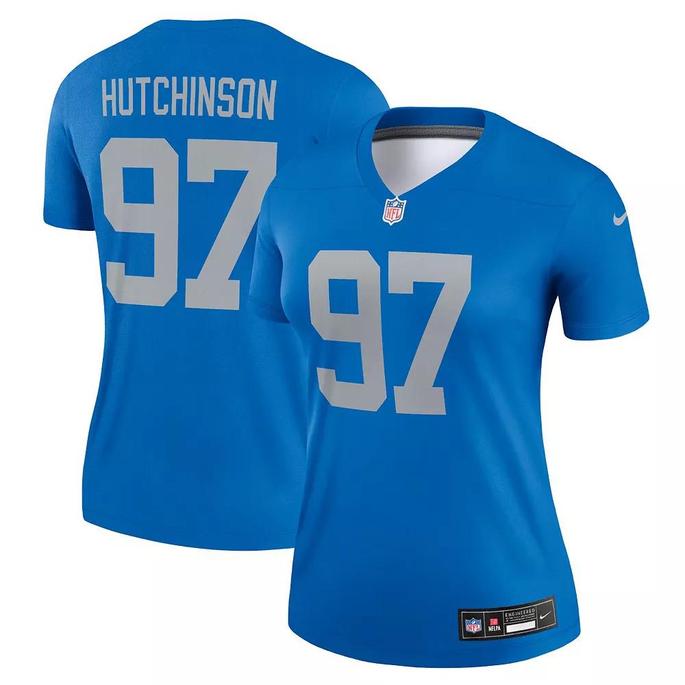 Women's Nike Aidan Hutchinson Blue Detroit Lions Alternate Legend Player Performance Top,  Product Image