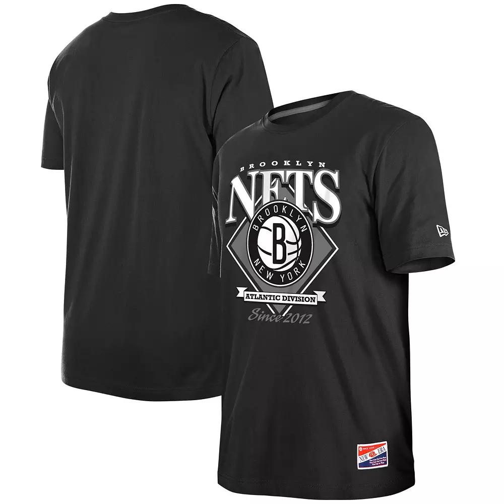 Men's New Era Black Brooklyn Nets Throwback T-Shirt,  Product Image
