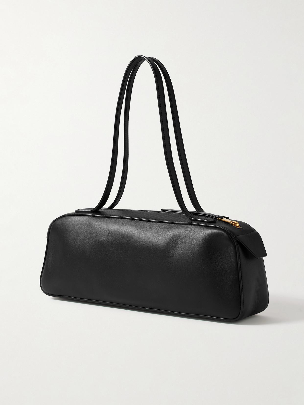 KHAITE Simona Crackle Patent Leather Shoulder Bag In Black Product Image