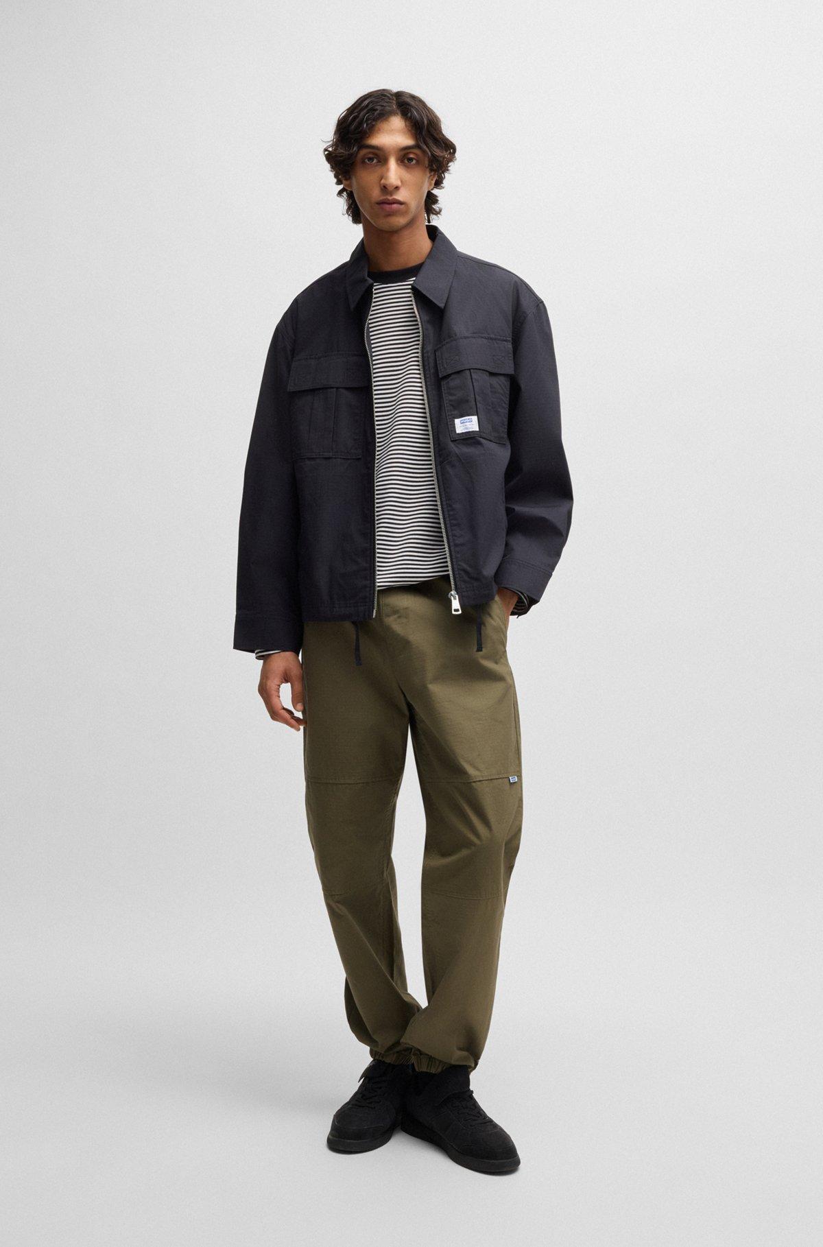 Tapered-fit trousers in structured cotton Product Image