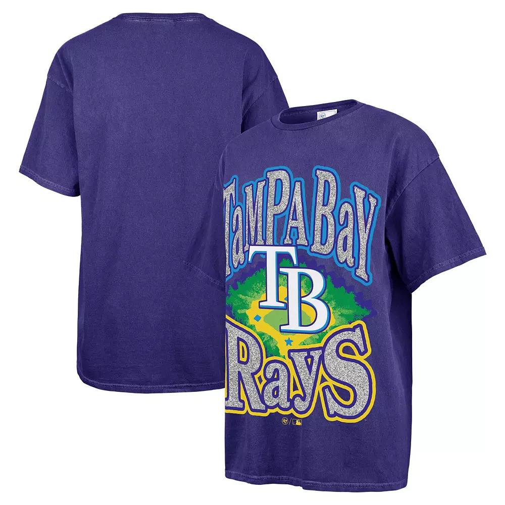 Women's '47 Navy Tampa Bay Rays Flashing Lights Boyfriend T-Shirt,  Product Image