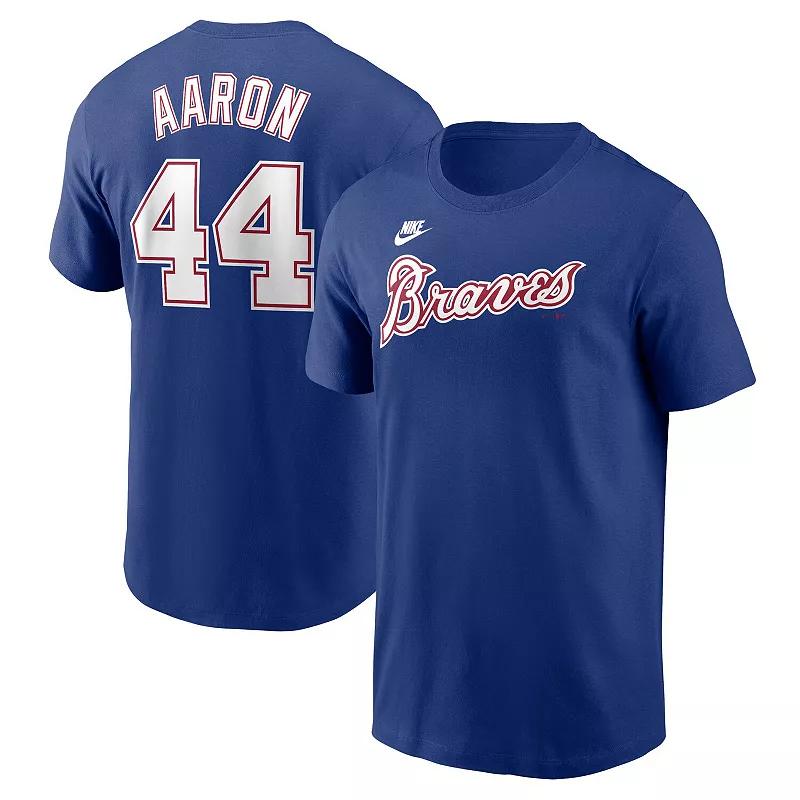 Men's Nike Hank Aaron Royal Atlanta Braves Cooperstown Collection Fuse Name & Number T-Shirt,  Product Image