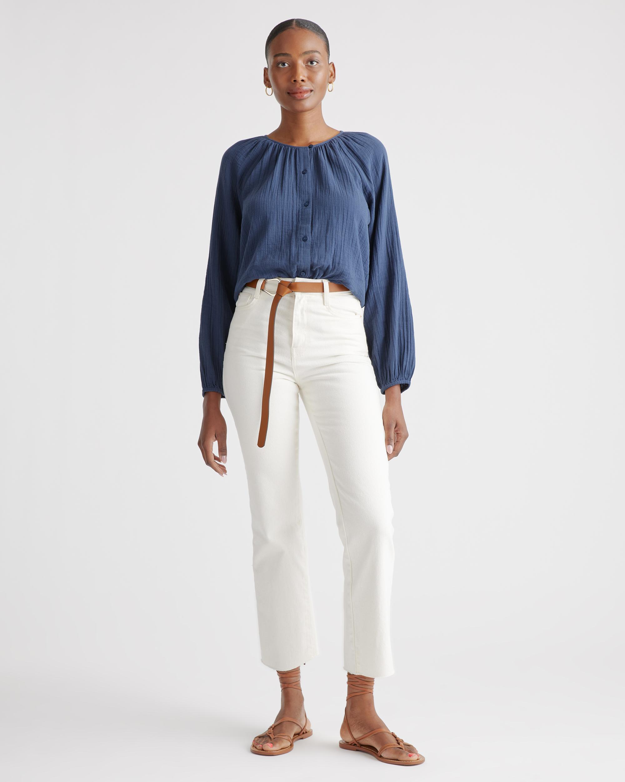 Quince | Women's Gauze Peasant Blouse Size XS, Organic Cotton Product Image