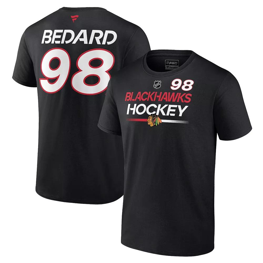 Men's Fanatics Branded Connor Bedard Black Chicago Blackhawks Authentic Pro Prime Name & Number T-Shirt,  Product Image