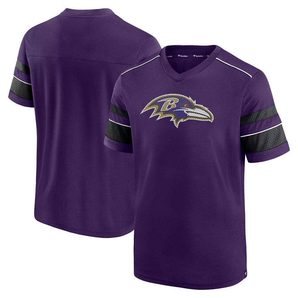 Men's Fanatics Branded Purple Baltimore Ravens Textured Hashmark V-Neck T-Shirt, Size: Large Product Image