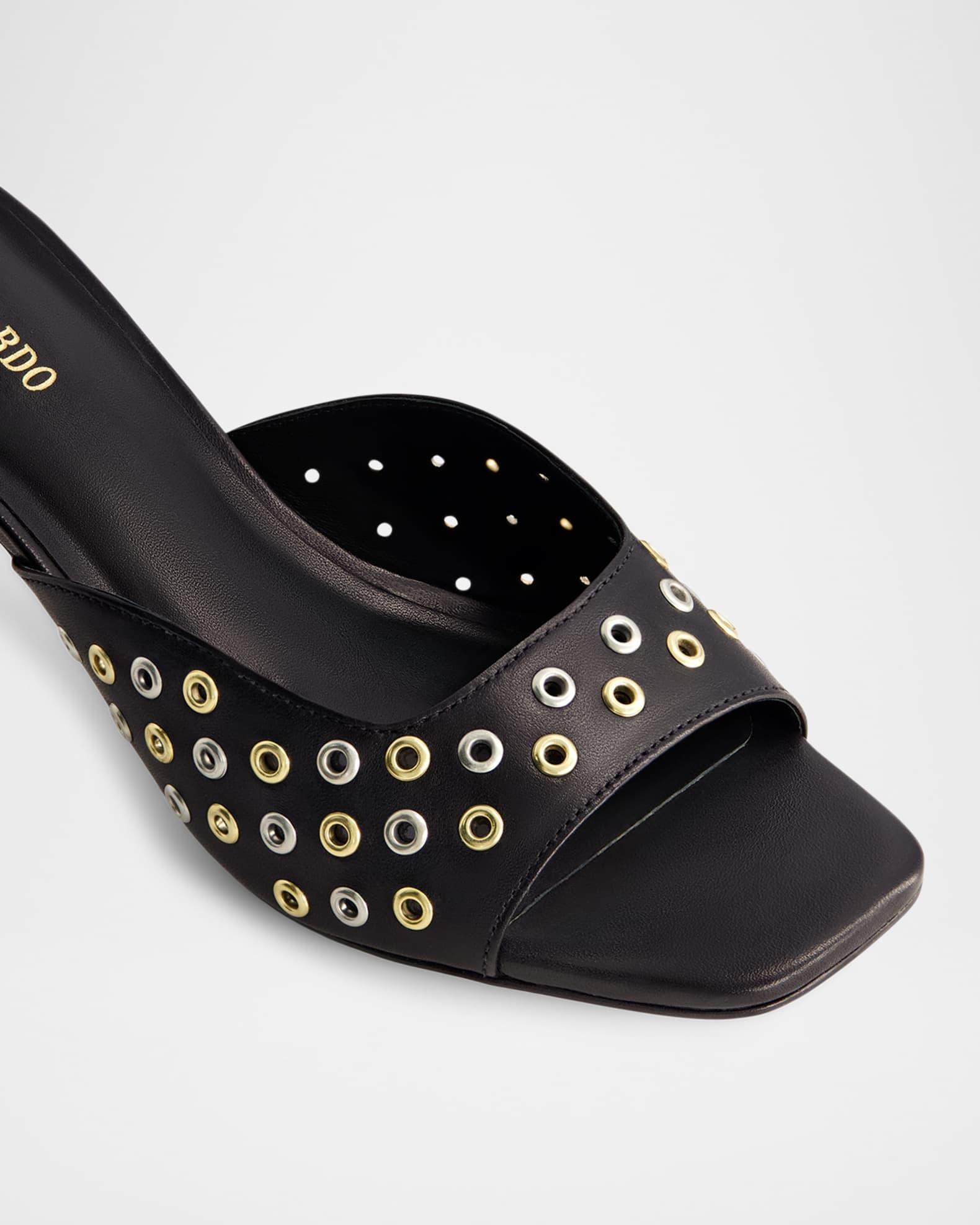 Grommet Leather Slide Mule Sandals Product Image