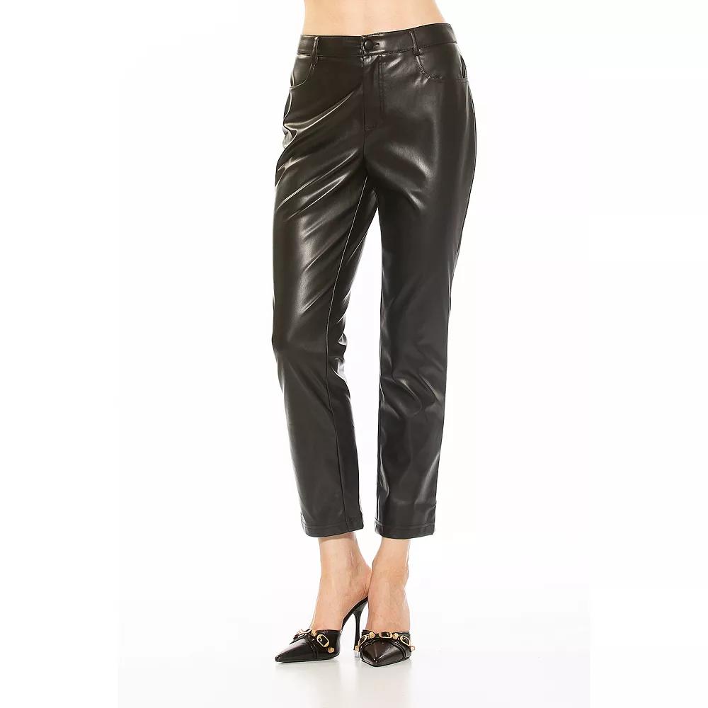 Women's ALEXIA ADMOR Mila Mid Rise Slim Fit Faux Leather Pants,  Product Image