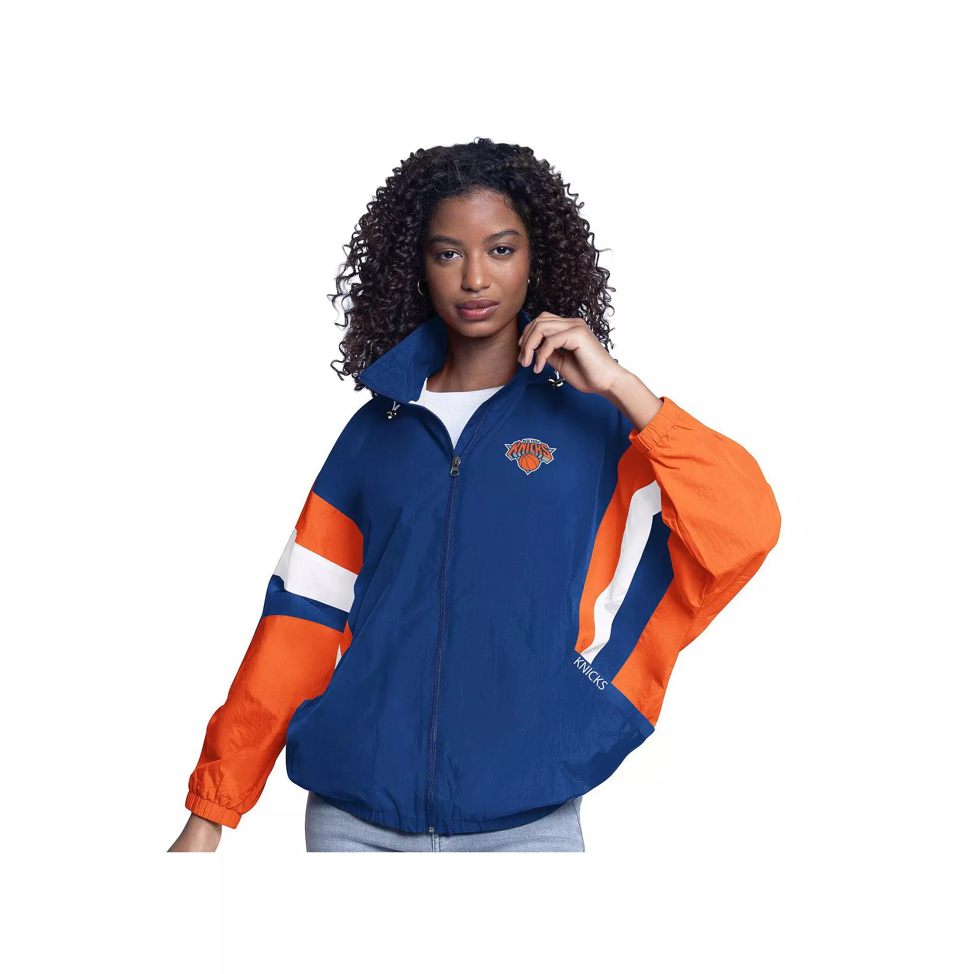 Women's G-III Sports by Carl Banks  Blue/Orange New York Knicks Game News Oversized Full-Zip Hoodie Jacket, Size: Small Product Image