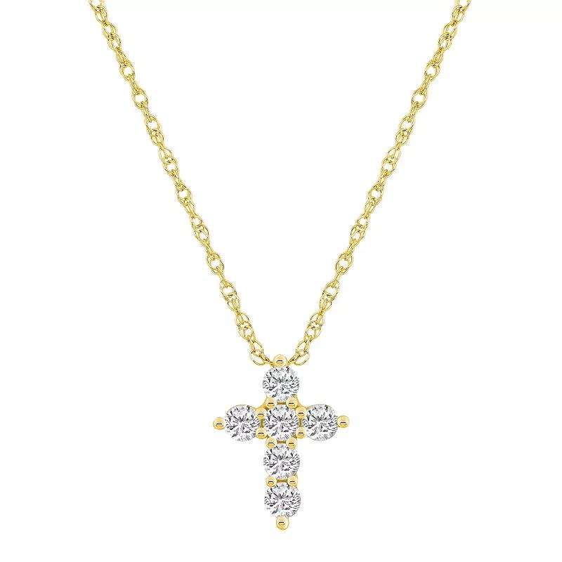 Alyson Layne 14k Gold 1/2 Carat T.W. Diamond Cross Pendant Necklace, Women's, Size: 18" Product Image