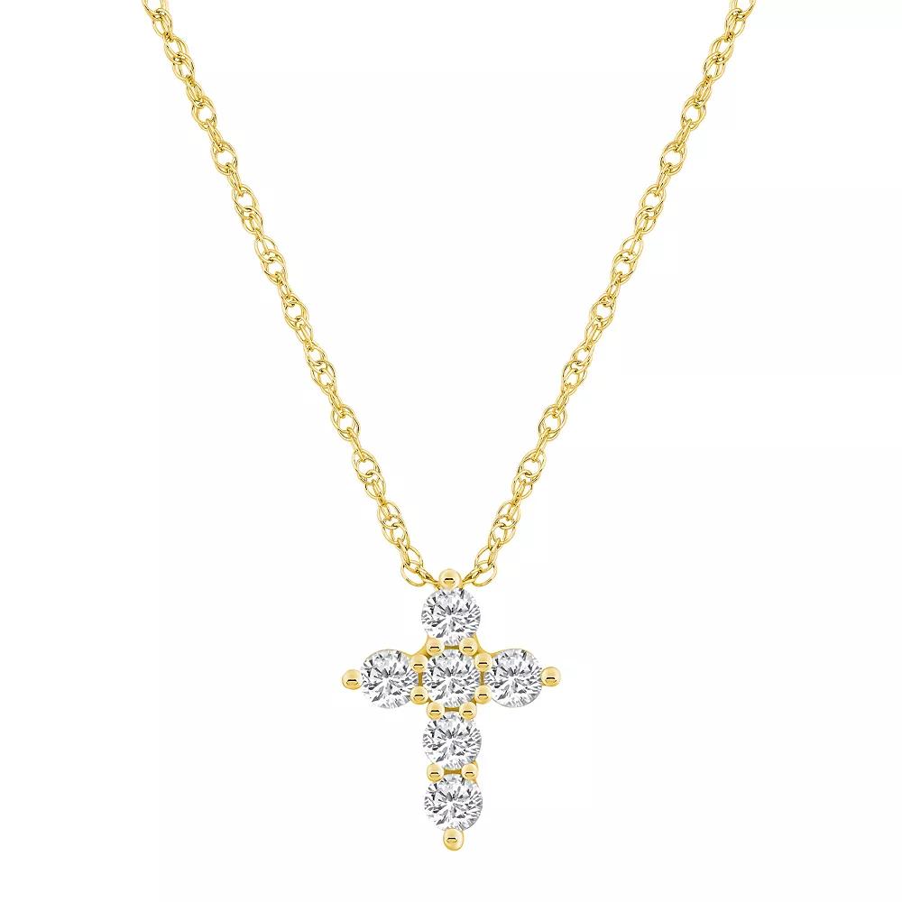Alyson Layne 14k Gold 1/2 Carat T.W. Diamond Cross Pendant Necklace, Women's, Size: 18" Product Image