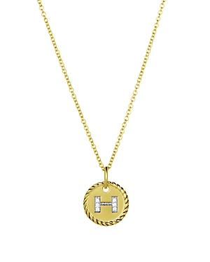 Womens Initial Charm Necklace in 18K Yellow Gold with Pav Diamonds Product Image
