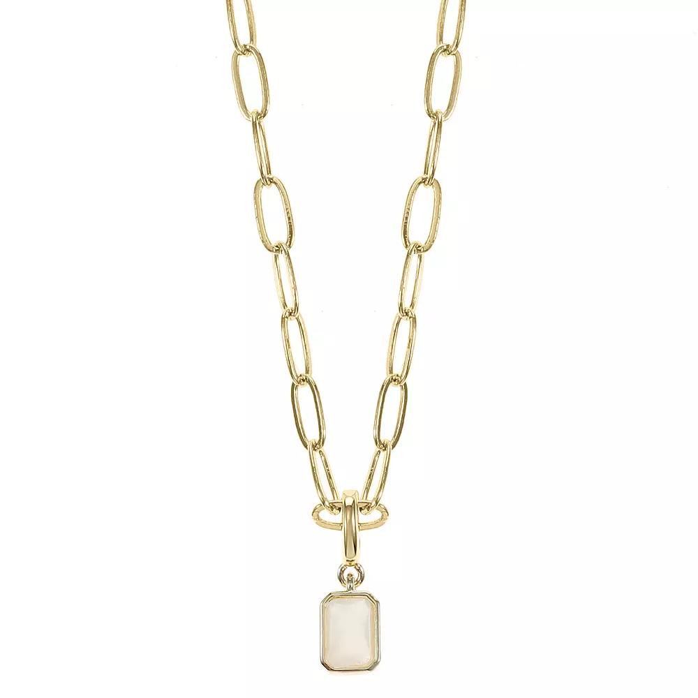 City Luxe Crystal Birthstone Pendant Necklace, Women's, Size: 18-20" ADJ, October Gold Tone Product Image