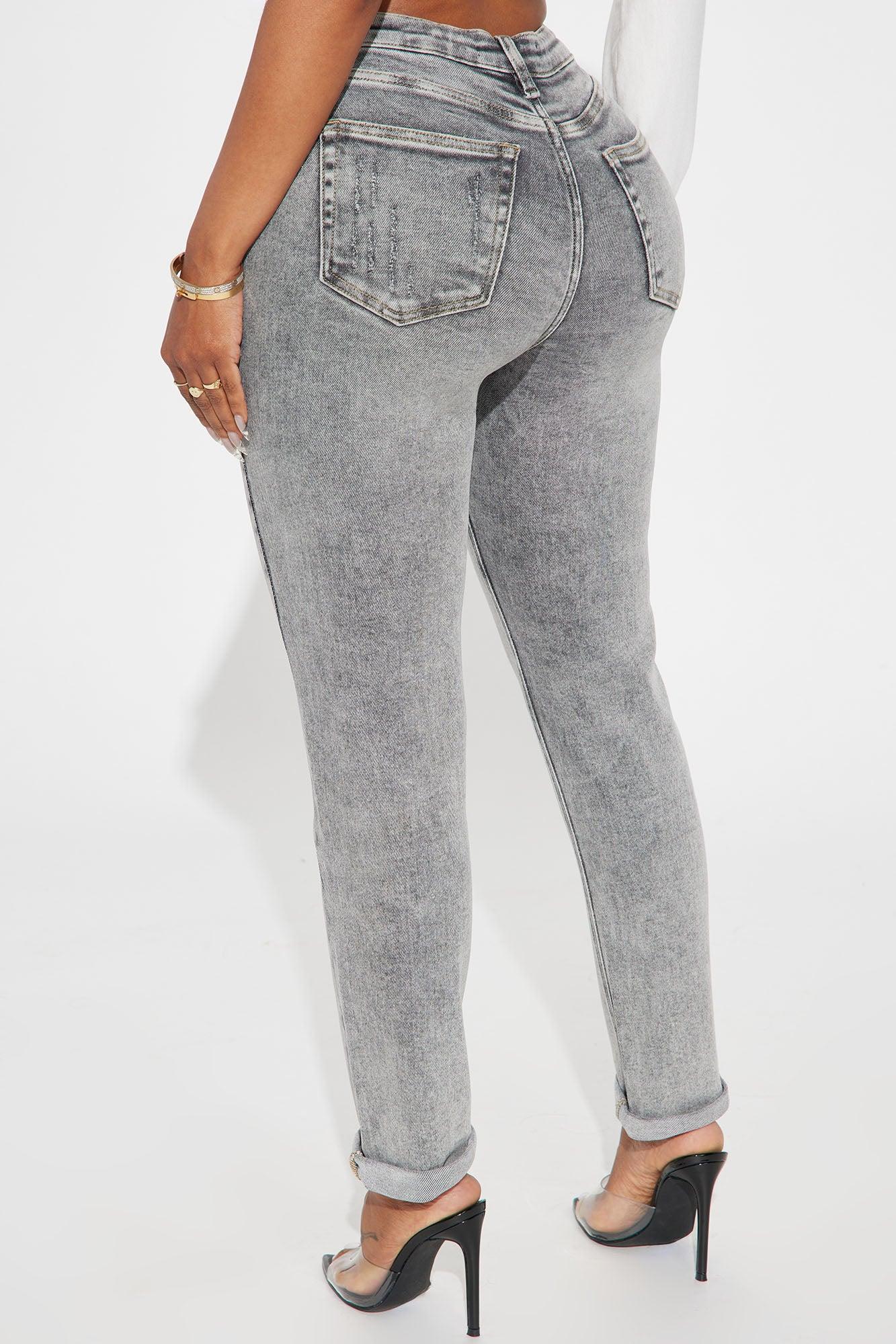 Listen To Me 90's High Rise Mom Jeans - Grey Product Image