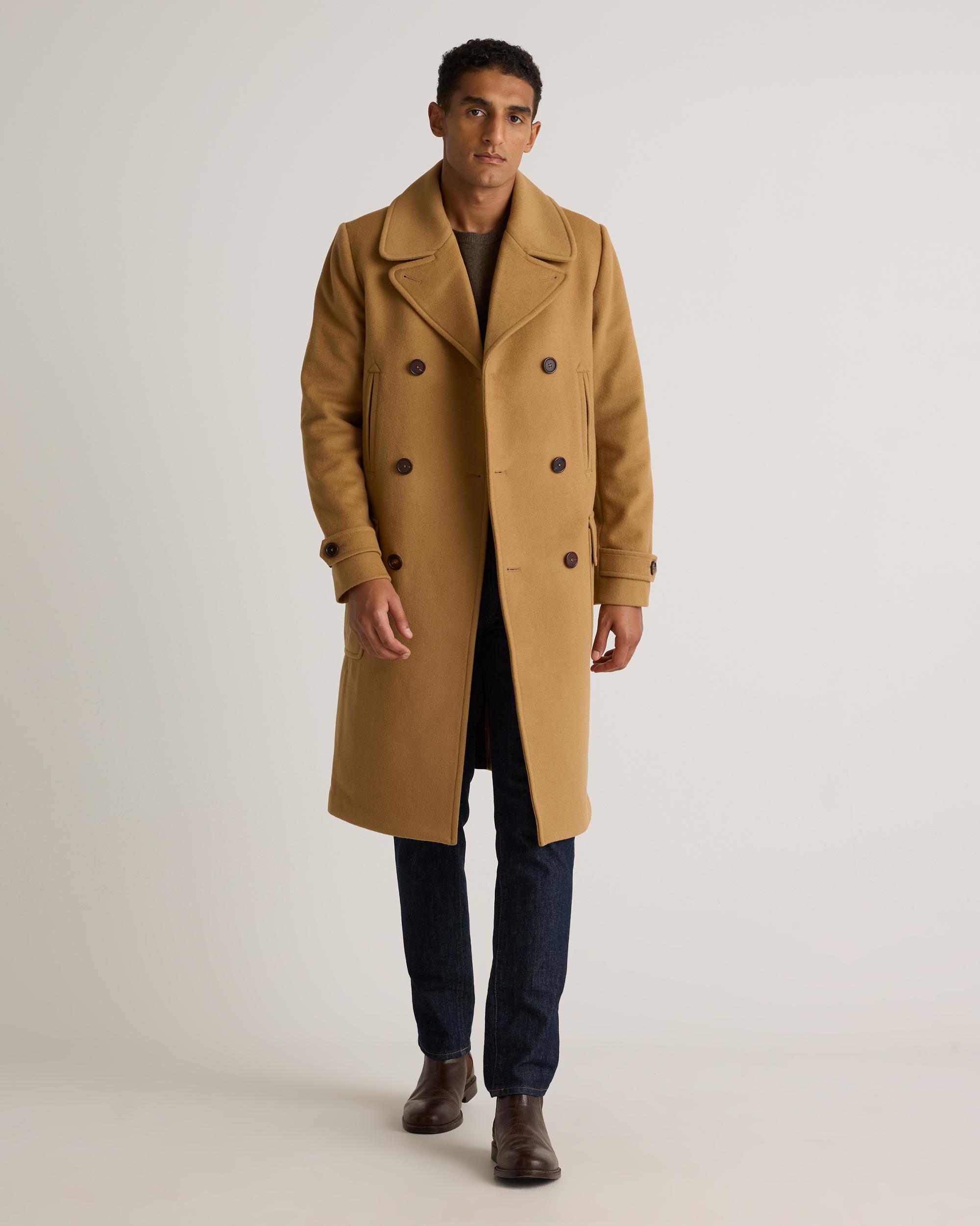 Quince | Men's Italian Wool Double-Breasted Officer Topcoat Size XL, Wool/Nylon Product Image