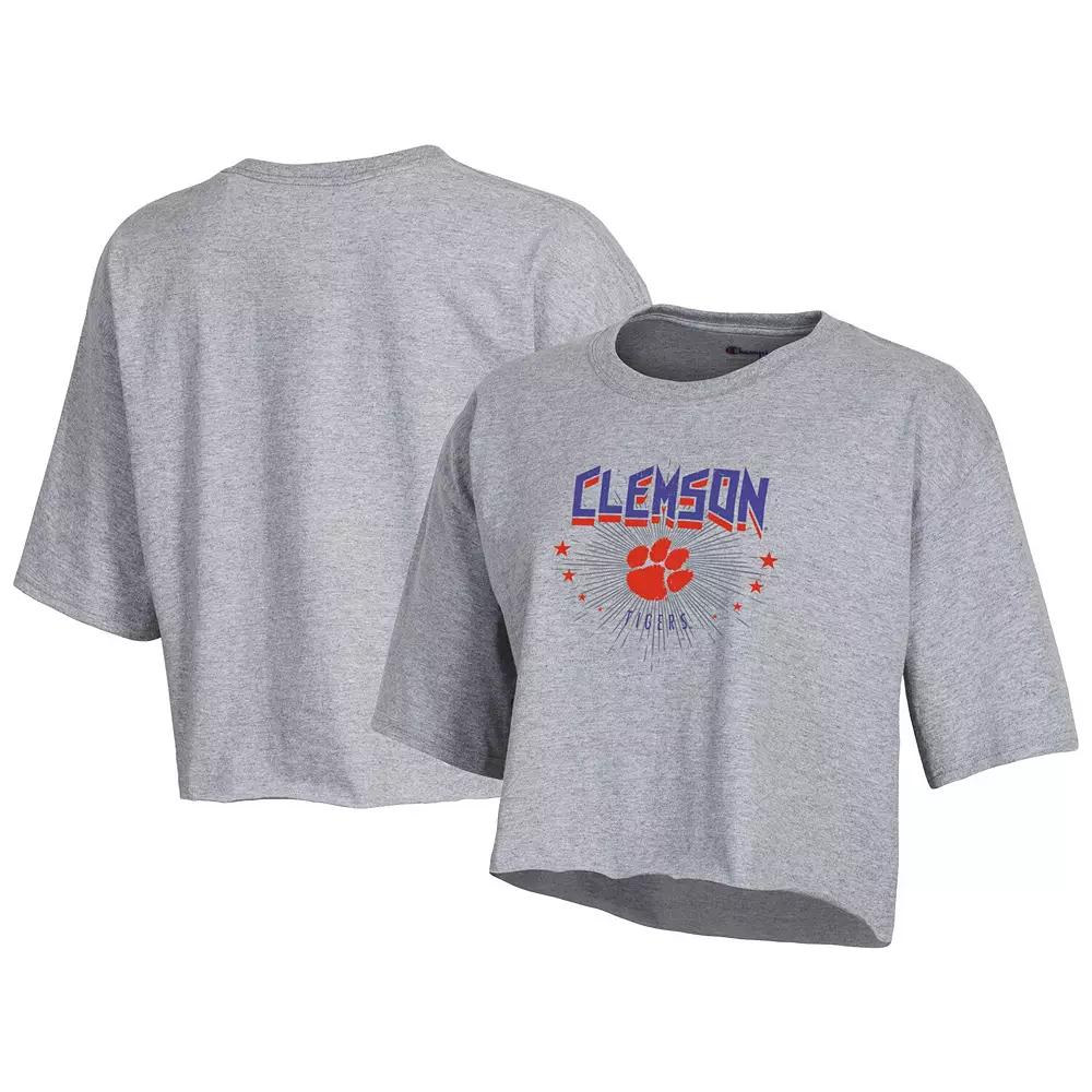 Women's Champion Gray Clemson Tigers Boyfriend Cropped T-Shirt,  Product Image