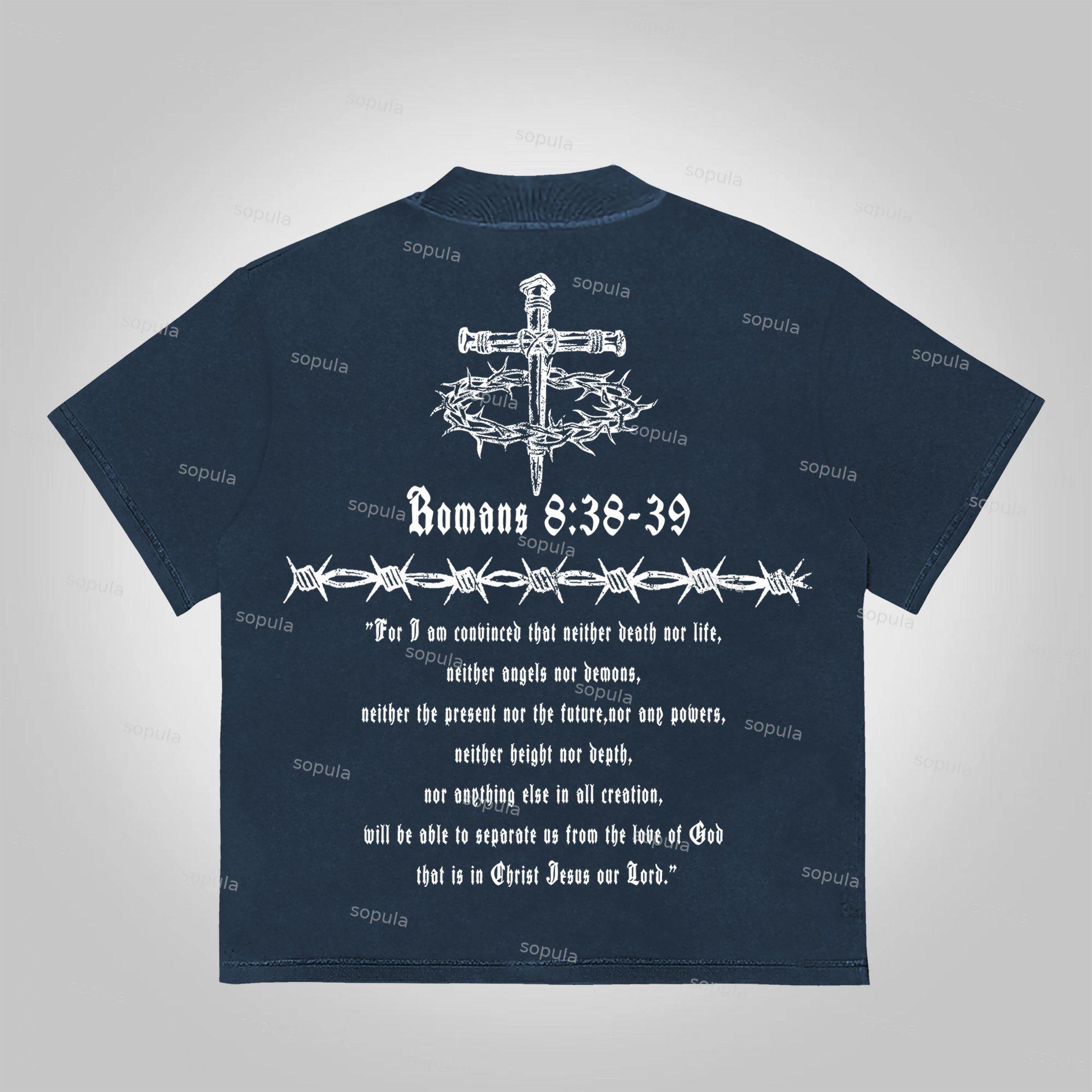Sopula Jesus Portrait Jesus Loves You Bible Graphic Print Cotton T-Shirt Product Image
